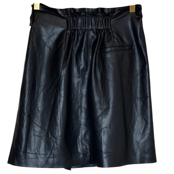 Nanushka Vegan Leather Wrap Skirt Black Tie Waist Size Medium Made in Hungary - Picture 9 of 9